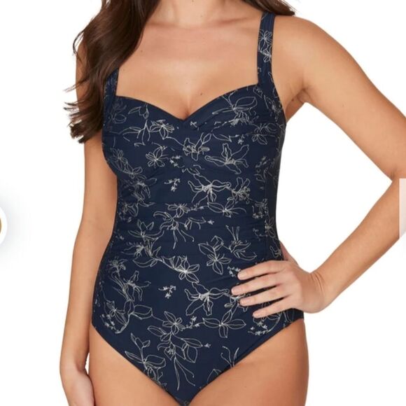 🆕️2023Nip Tuck Garden Line Foil Twist Front Tummy Control One Piece Swim… - Picture 6 of 7